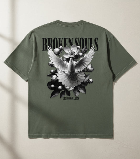 Dove & Blossom Free Spirit Army Green Graphic T