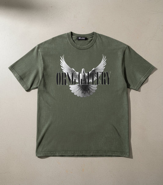 Dove & Blossom Free Spirit Army Green Graphic T