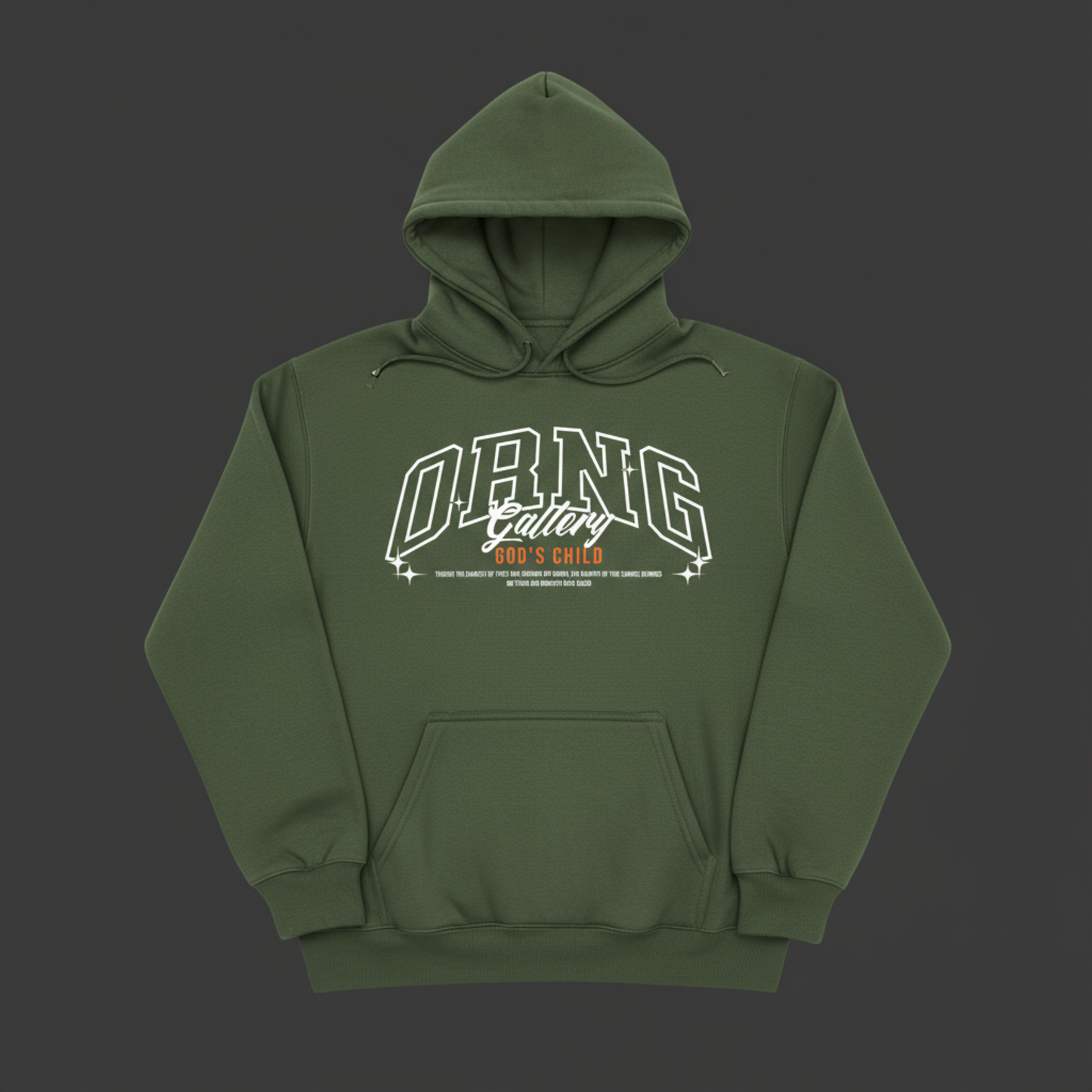 Orng Gallery Army Green Heavy Weight Hoodie