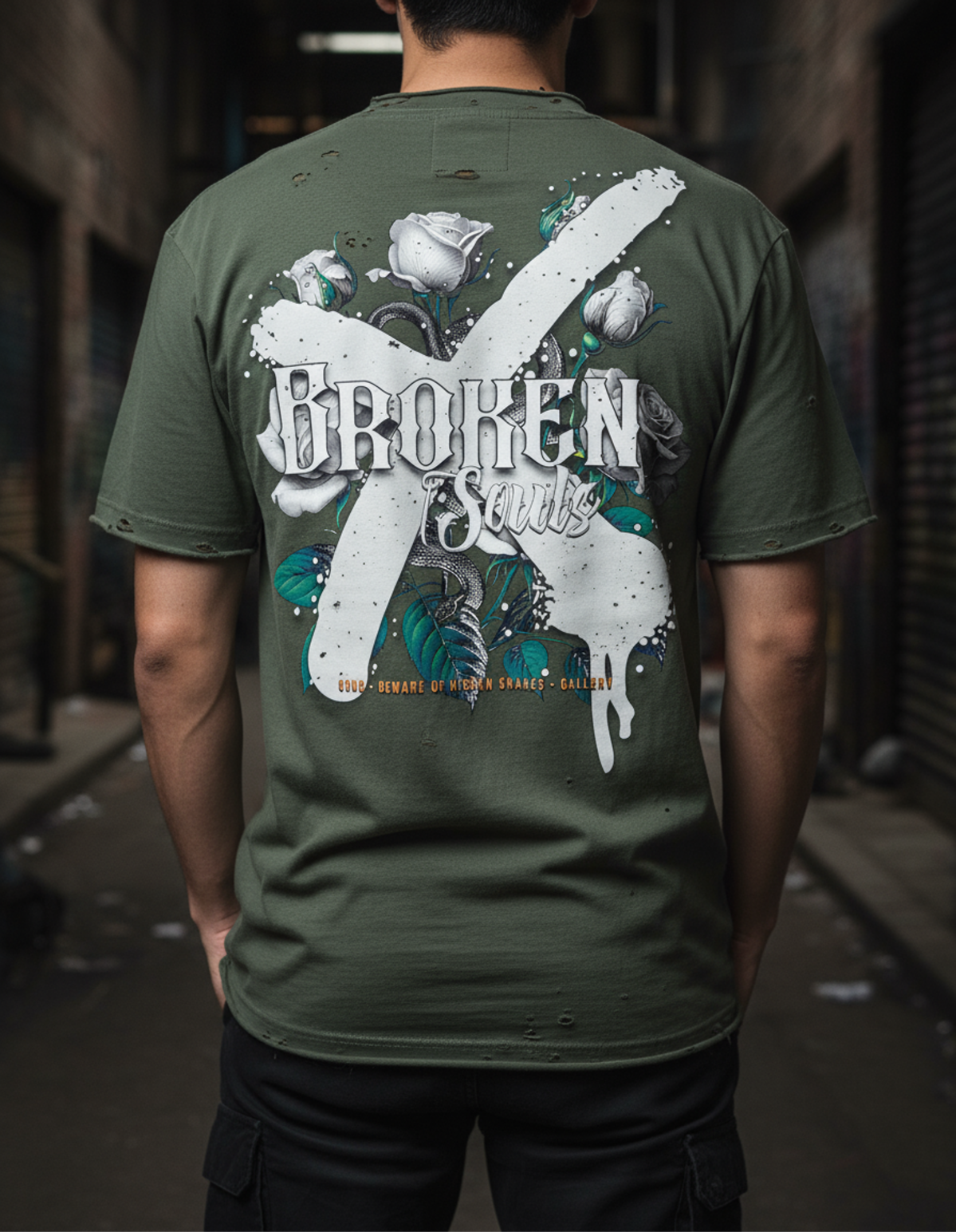 Beware of Hidden Snakes Army Green Designer T