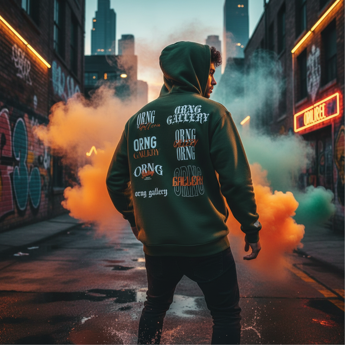 Orng Gallery Army Green Heavy Weight Hoodie